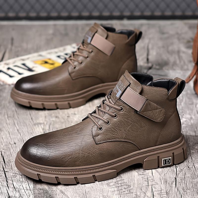 Fashion Retro Autumn Winter Cow Leather Ankle Boots for Men Fashion Non-slip Casual Designer Platform Shoes Man Warm Outdoor Man Boots