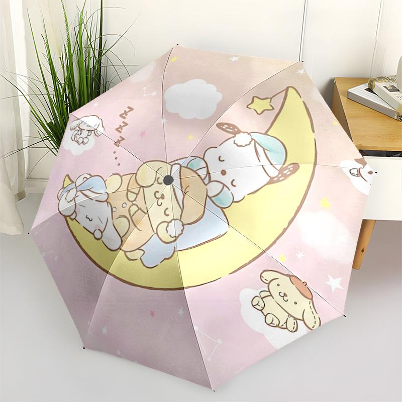 

1pc Sanrio Characters Moon Sleeping Bag with Automatic Opening/Closing Umbrella, Portable Tri-Fold Design, 8-Bone Iron Frame Outdoor Umbrella, Ideal G