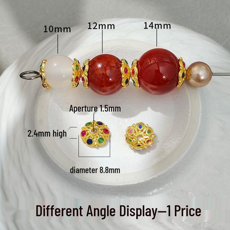 925 Silver-Plated 24K Gold Flower Bead Holder for DIY Bracelet/Necklace Spacer Beads