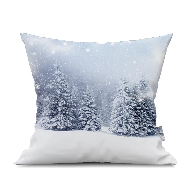 2022 New Christmas Snowman Peach Skin Pillow Case Cute Cartoon Waist Pad Back  Home Decoration