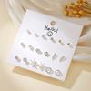 Versatile geometric love stud earrings set, women's high sense 9-piece set, European and American new ins exquisite fashion earrings