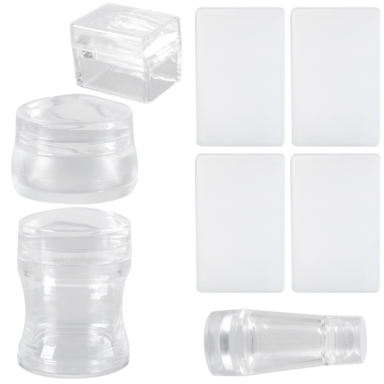 

4Pcs Clear Silicone Nail Art Stamper Set Round Rectangular Double Head Transparent Jelly Stamping for Creative Manicure