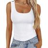 Women's Square Neck Ribbed T-Shirt Sleeveless Stretch Slim Basic Tank Tops for Hot Girls