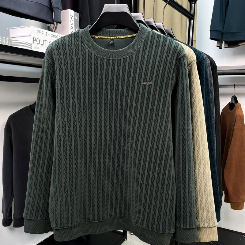 Men's O-Neck Pullover Sweatshirt High-End Bee Print Fleece Warm Fashion Versatile Men'swear