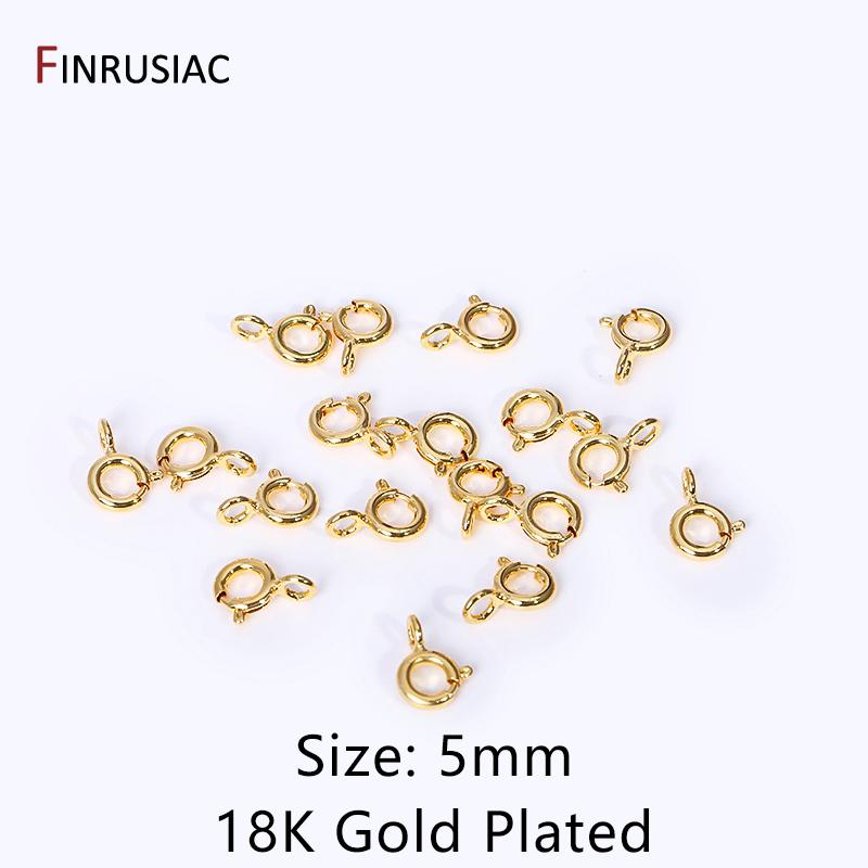 

Round Lobster Clasps For DIY Bracelets Necklaces Findings 14k/18k Gold Plated 4 Size Brass Spring Clasps For Jewelry Making 10 pieces