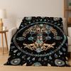 Tree of Life Nordic Mythology Yggdrasil Nature Cartoon Flannel Blanket Soft Throw Blanket for Bedroom Living Room Bed Travel Kid