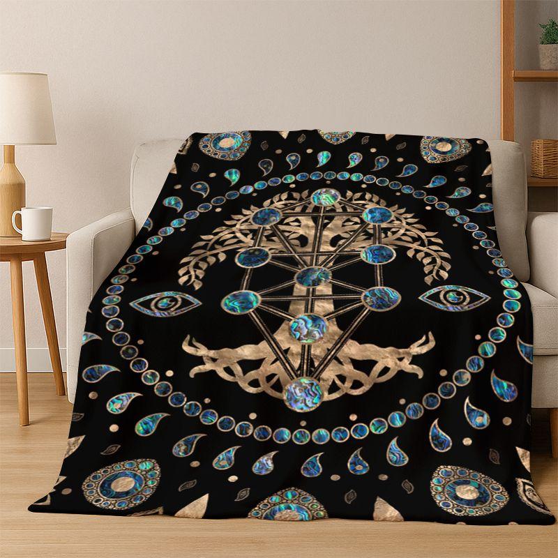 Tree of Life Nordic Mythology Yggdrasil Nature Cartoon Flannel Blanket Soft Throw Blanket for Bedroom Living Room Bed Travel Kid