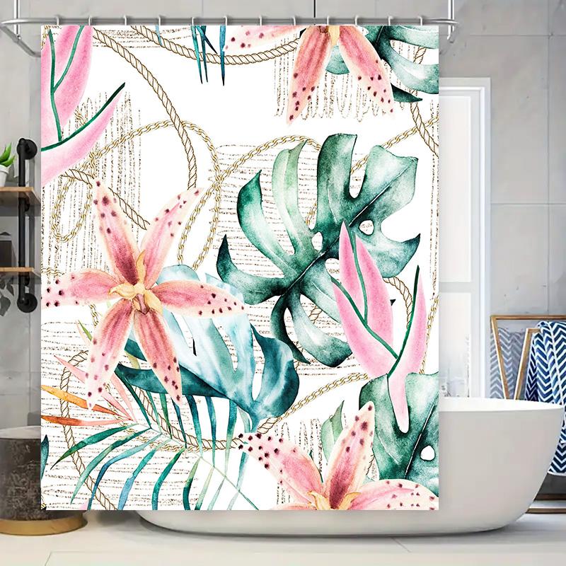 

Декор для ванной комнаты Шторка для душа Водонепроницаемая Печатная Акварельная Цветочная Зеленый Лист Бохо Стиль Коврик для ванной Комната Декоративный Домашний Декор 90x180cm