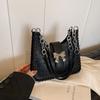 Unique stone pattern shoulder bag for women woven bag armpit arc bag leisure and simple