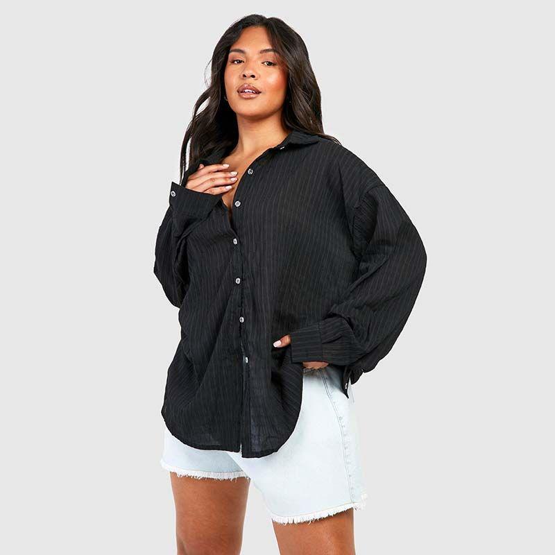 

Plus Size Chubby Girl Thin Outer Match Ins Trendy Sun Protection Shirt Black 20