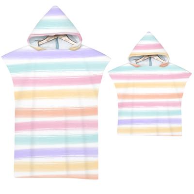 Streifen Kapuzenumhang Rosa Schnelltrocknend Großes Strandbadetuch Mikrofaser Neoprenanzug Erwachsener Kind Eltern-Kind Wechselponcho Bademantel