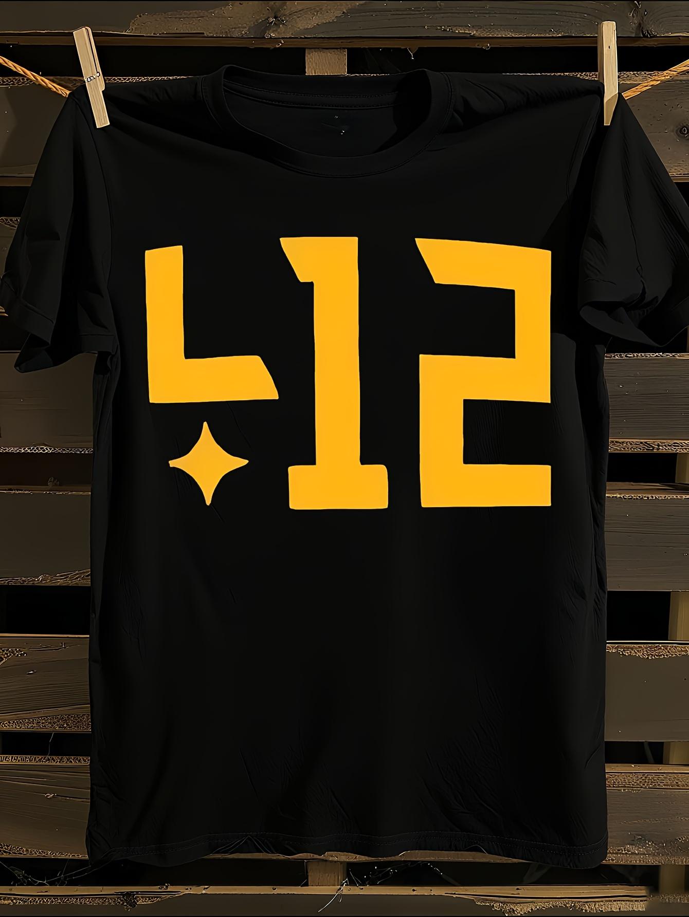 

Black & Yellow Number 412 Print T-Shirt XL