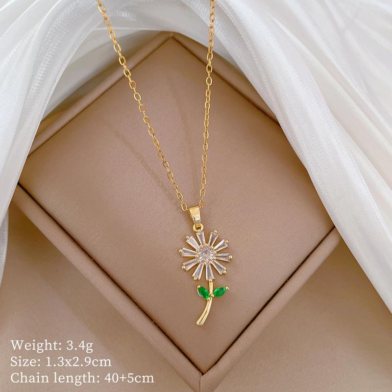 Mickey Head Heavy Industry Necklace Women'S Copper Micro-Inlaid Real Gold Electroplating Delicate Clavicle Chain Neck Chain