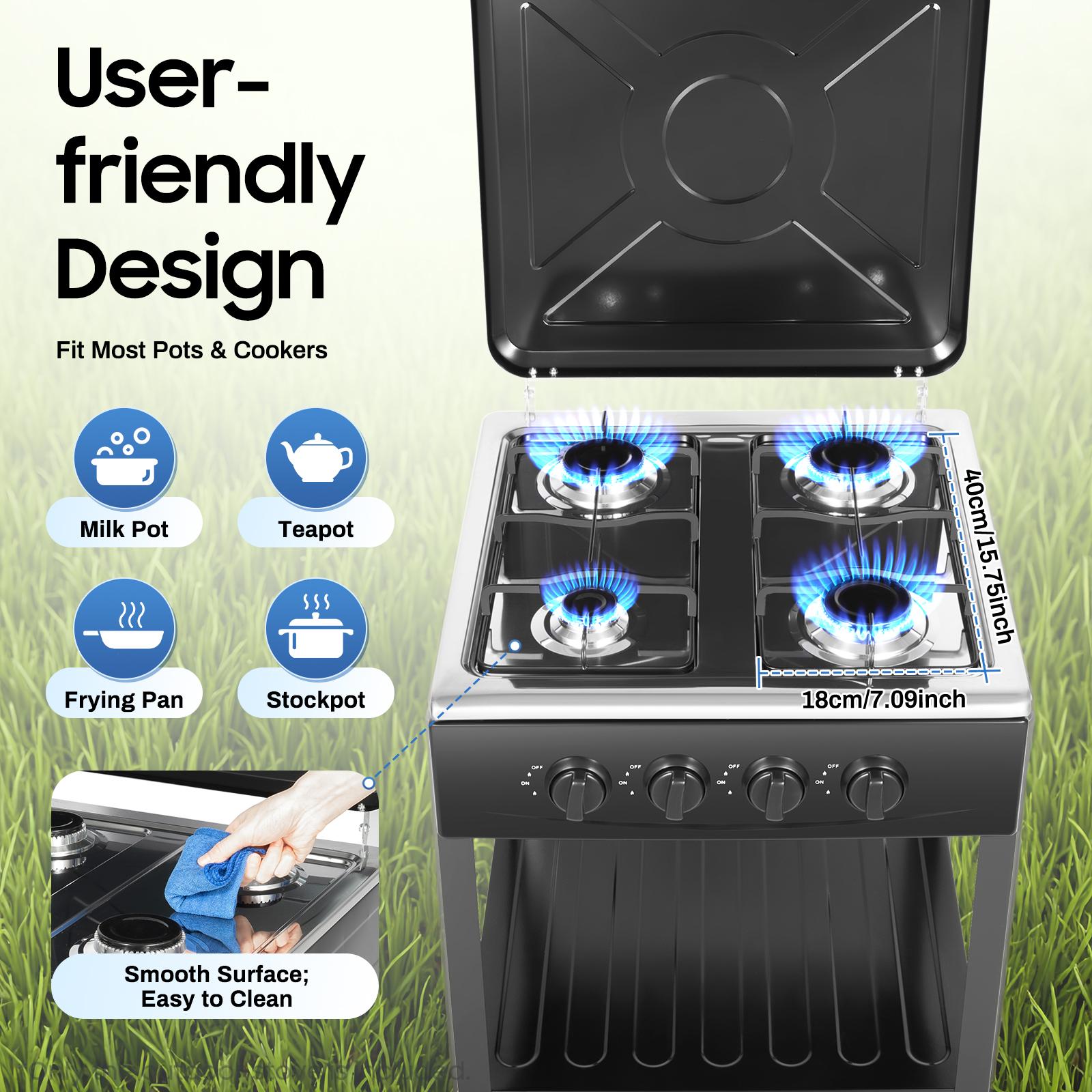 4 Burner Gas Stove Portable NG/LPG Freestanding Cooktop for Home Kitchen Outdoor Camping BBQ Picnic bianco