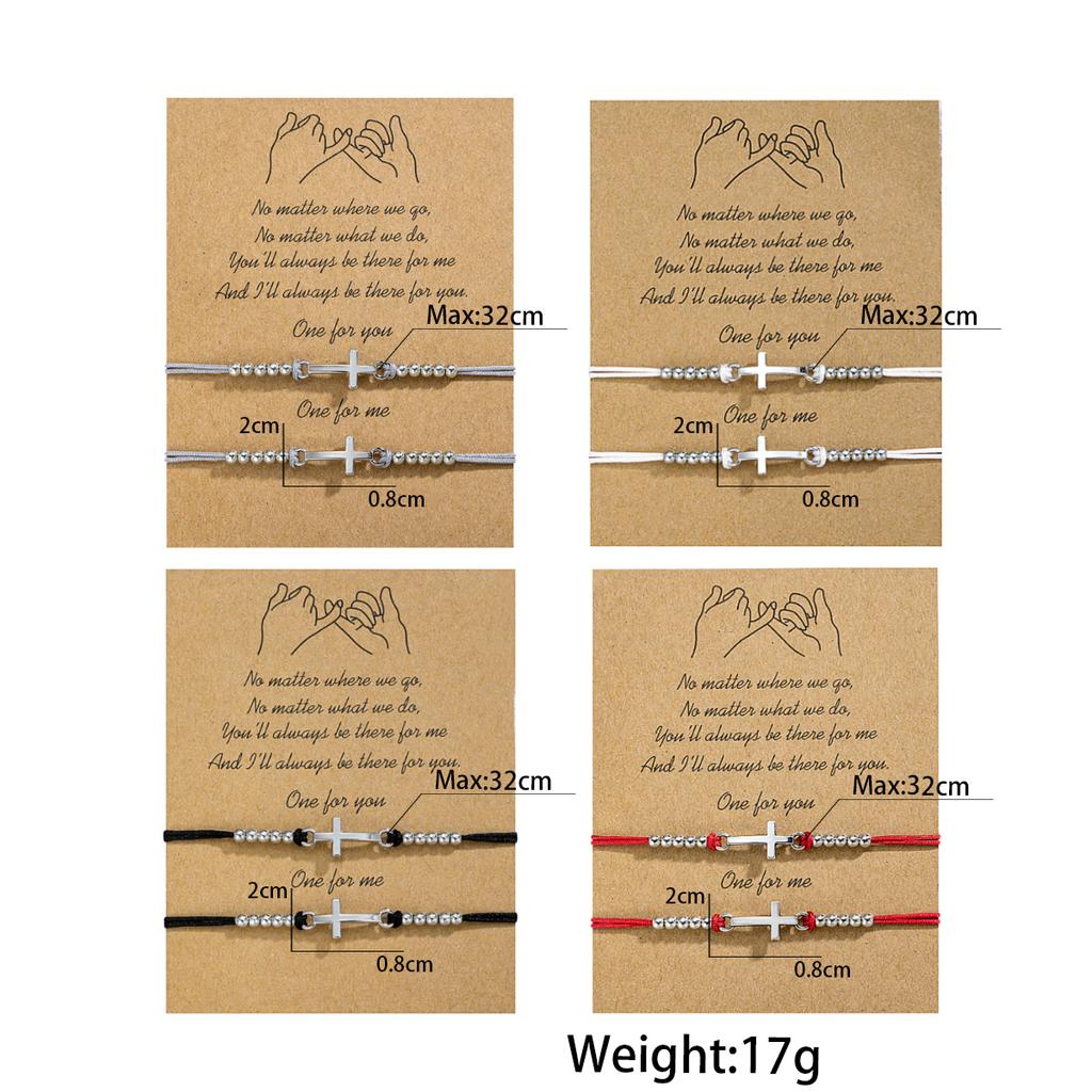 2-piece set of ethnic style alloy crosses, hand woven cards, gift style, friendship hand rope