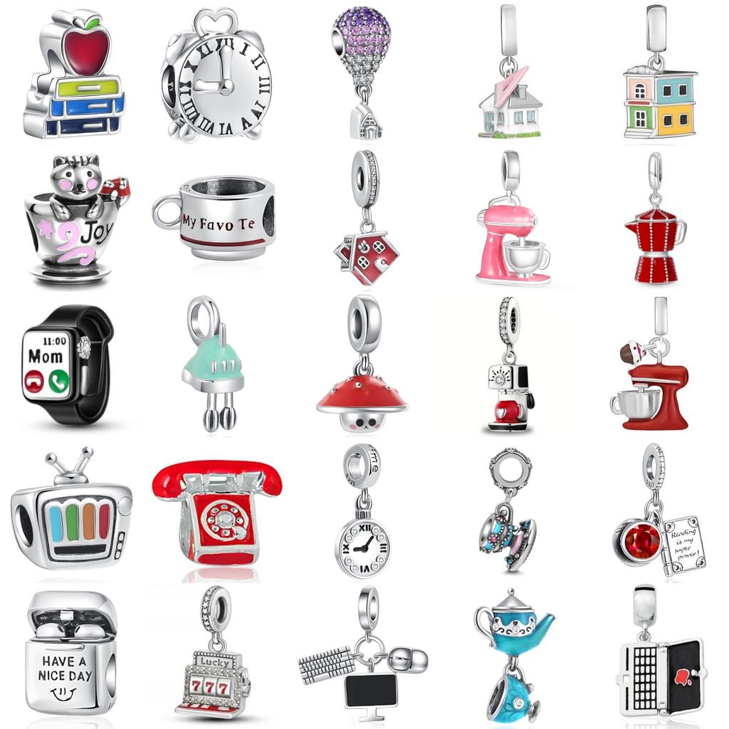 New Copper Charm Fit Original Bracelet Accessories Women Jewelry Television Telephone Watch Coffee Machine Trinket
