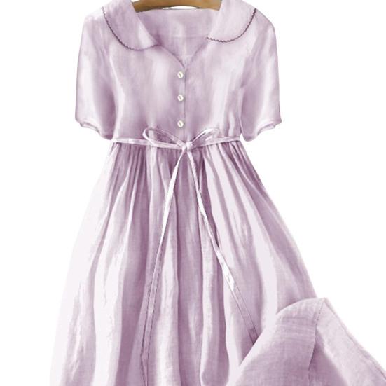 Dámske jarné šaty s kvetinovou potlačou, klopa, klopa, výstrih, výstrih, šnurovanie, vysoký pás, línia, línia, polovica, jednoradové, bohémsky skladané midi šaty 3XL svetlo fialová farba