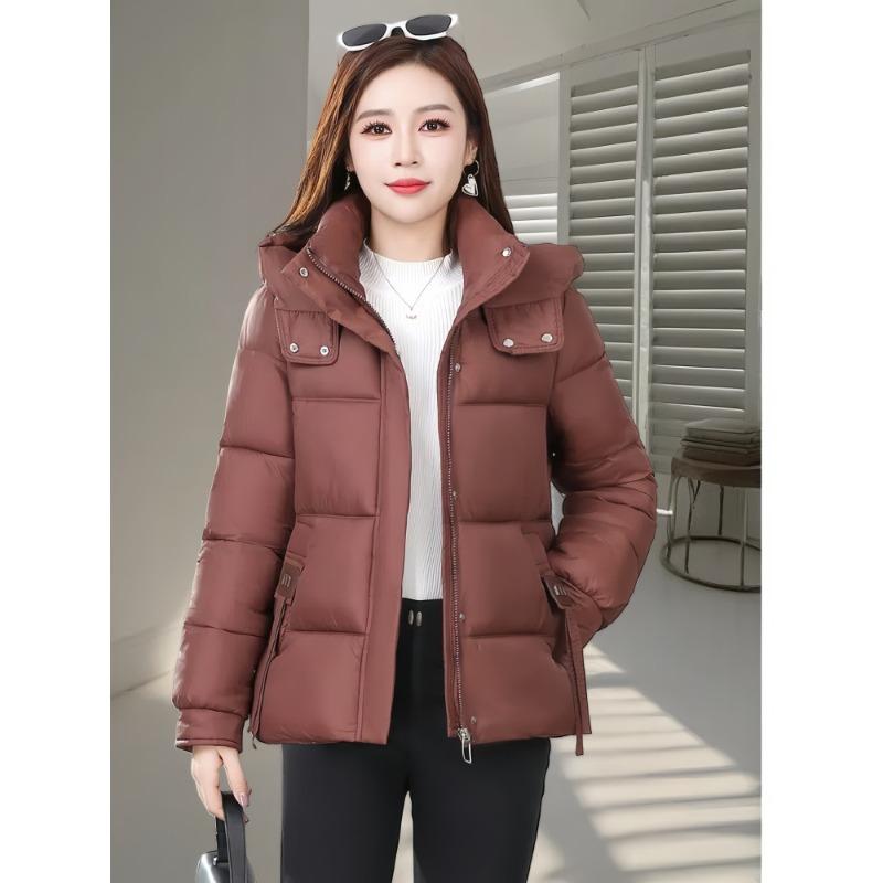 

Пуховая одежда женская короткая модель новая мода хлебная одежда свободные куртки на хлопковой подкладке с капюшоном XXL (140-80 kg)