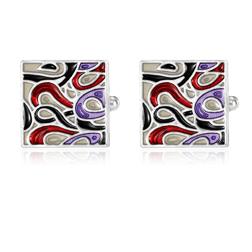 Moder Mens Coloful Pattern Square Cufflinks Pastel Sail Shaped Sleeve Button Birthday Anniversary Father's Day Pretty Gift