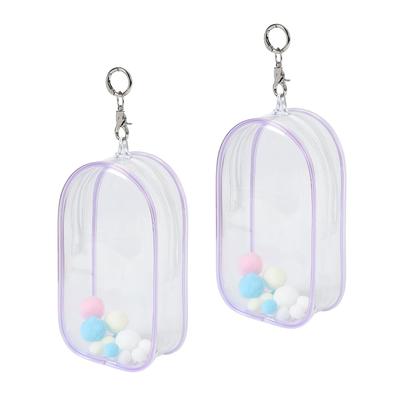 Queen-b Plush Pouch Set of 2, Oshi-Nui Plush Pouch Bag, 19.5 X 10.5cm, Transparent, Portable, Doll Storage, Outings, Includes Cotton Balls (Purple)