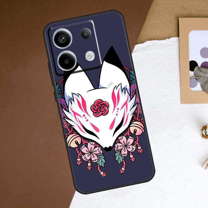 Japanese Kitsune Fox Mask Case For Redmi Note 13 Pro Plus 9 10 11 12 Pro 9S 10S 11S 12S Cover For Redmi 12 C 10C 13C