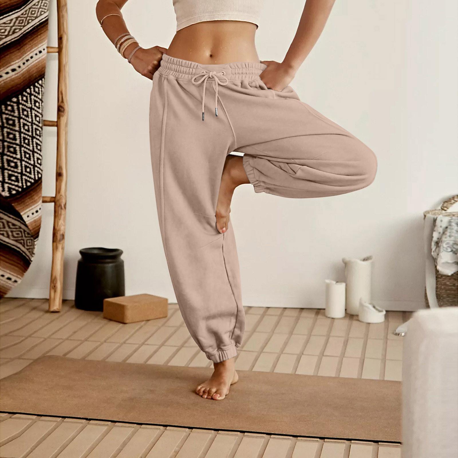 Женские однотонные повседневные брюки с высокой талией — фото 5