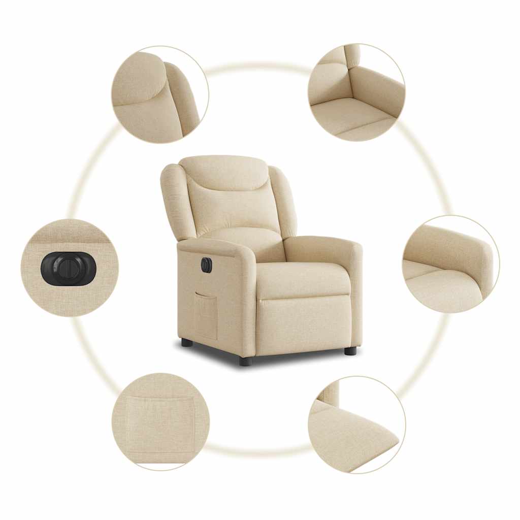 Electric Recliner Chair Cream Fabric