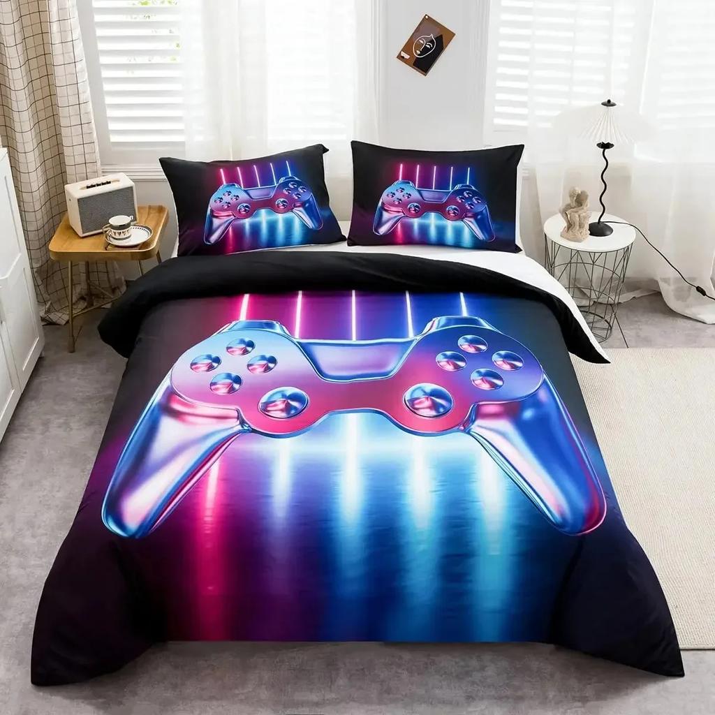 Gaming Bedding Set Game Bed Cover 135 For Adults Kids Soft Microfiber Modern Gamepad Duvet Cover Decorative With Pillowcase