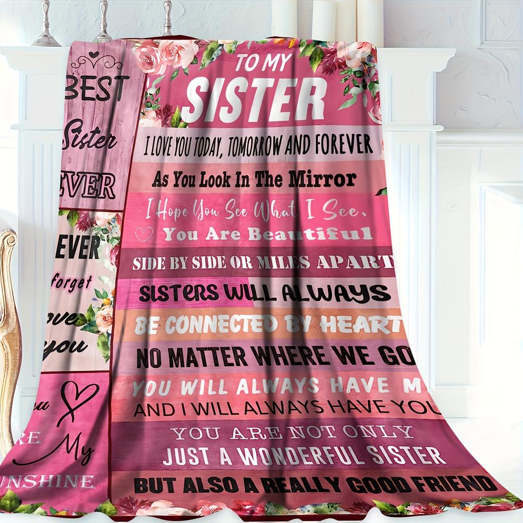 1 Plush Soft Flannel Blanket - Perfect Sister Gift - Cozy Couch Throw Nap - Ideal for Home, Office And Couch Comfort