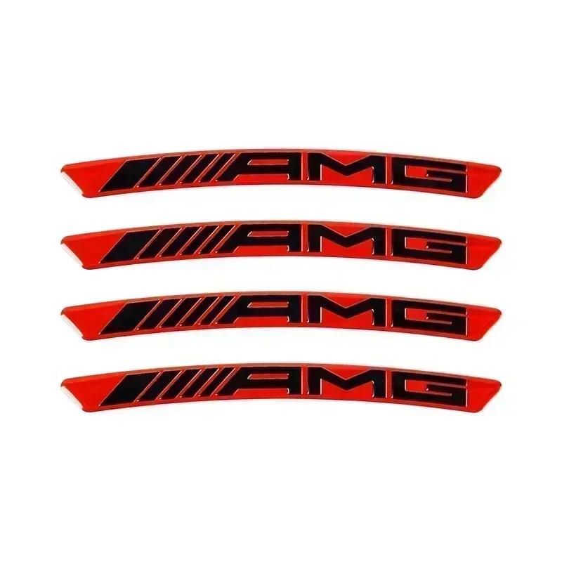 CQZ1 4pcs AMG Emblem Car Wheel Sticker Rims Cover Decal Accessories For  Mercedes Benz Brabus Smart Maybach W204 GLC CLA W205 W203
