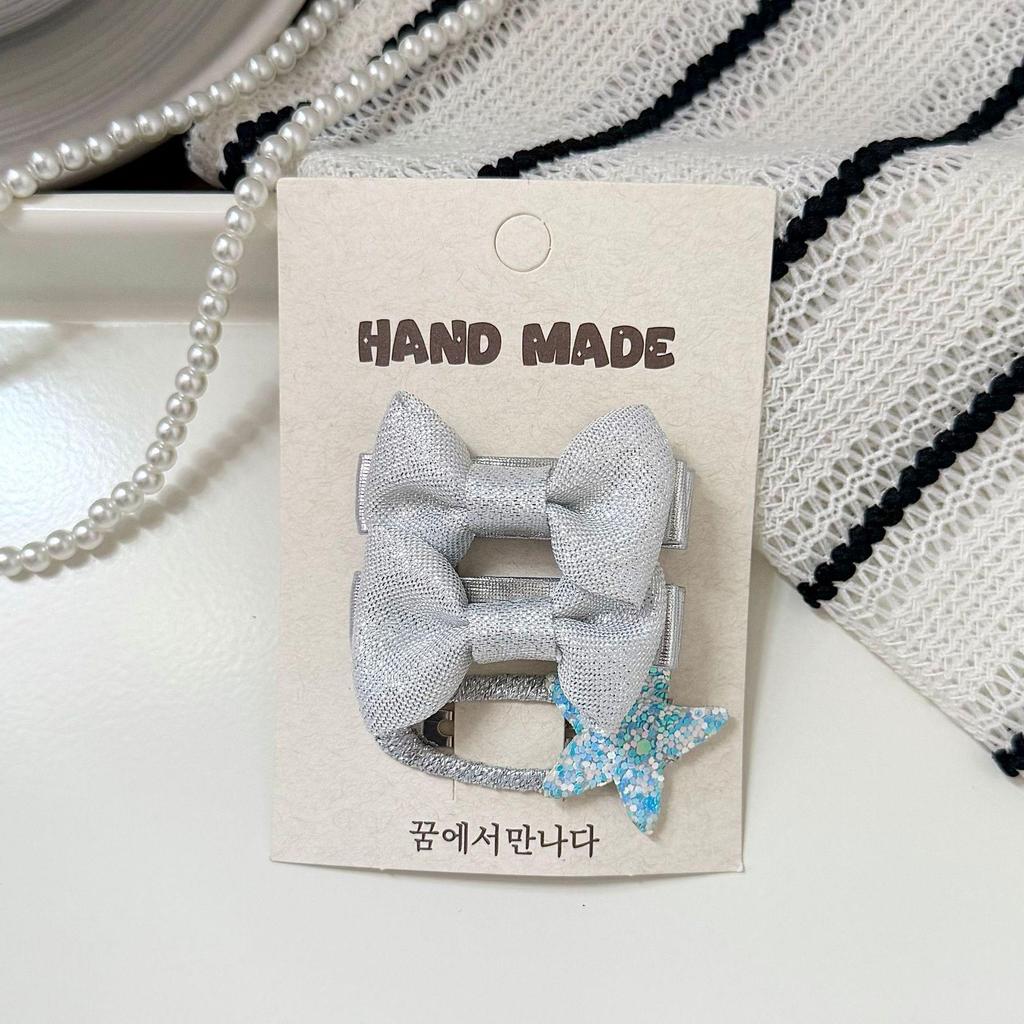 Korean Silver Hairpin: Gentle, Stylish Art BB Clip for Girls - High-Grade Leather Children's Bangs Clip