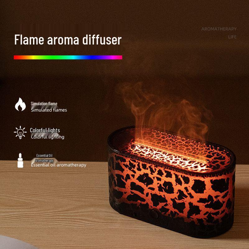New Ultrasonic Aroma Diffuser with Seven-Color Flame Light for Home and Office