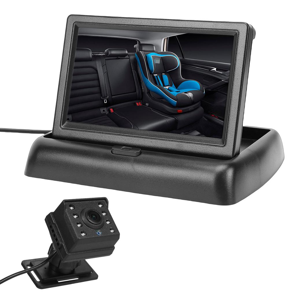 1080P Car Baby Camera with 4.3 Inch Foldable Screen Night Visible 150 degrees Wide View Angle for Backseat Monitoring