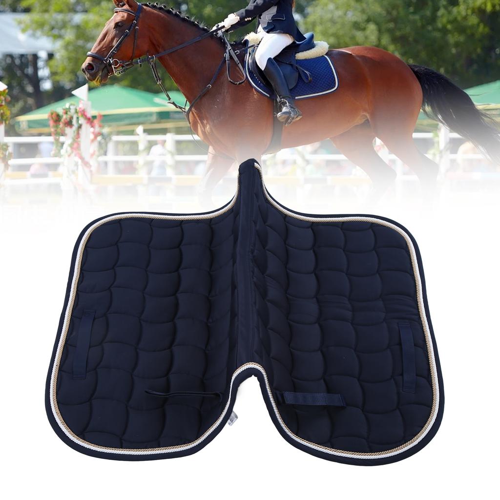 Saddle Pad Soft Breathable All Purpose Double Rope Saddle Pad with Hand Strap and Girth for HorsesDark Blue