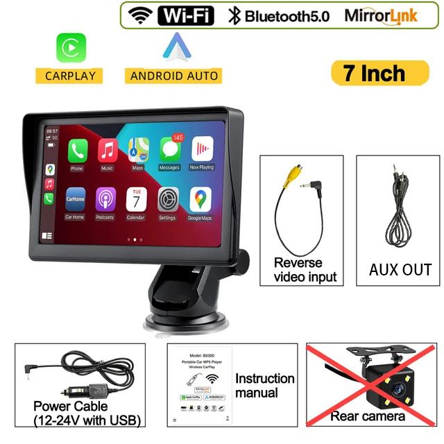 

7-дюймовый универсальный автомобильный радиоприемник, мультимедийный видеоплеер, беспроводной Apple CarPlay, Android Auto, сенсорный экран, AUX, Bluetooth 5.0