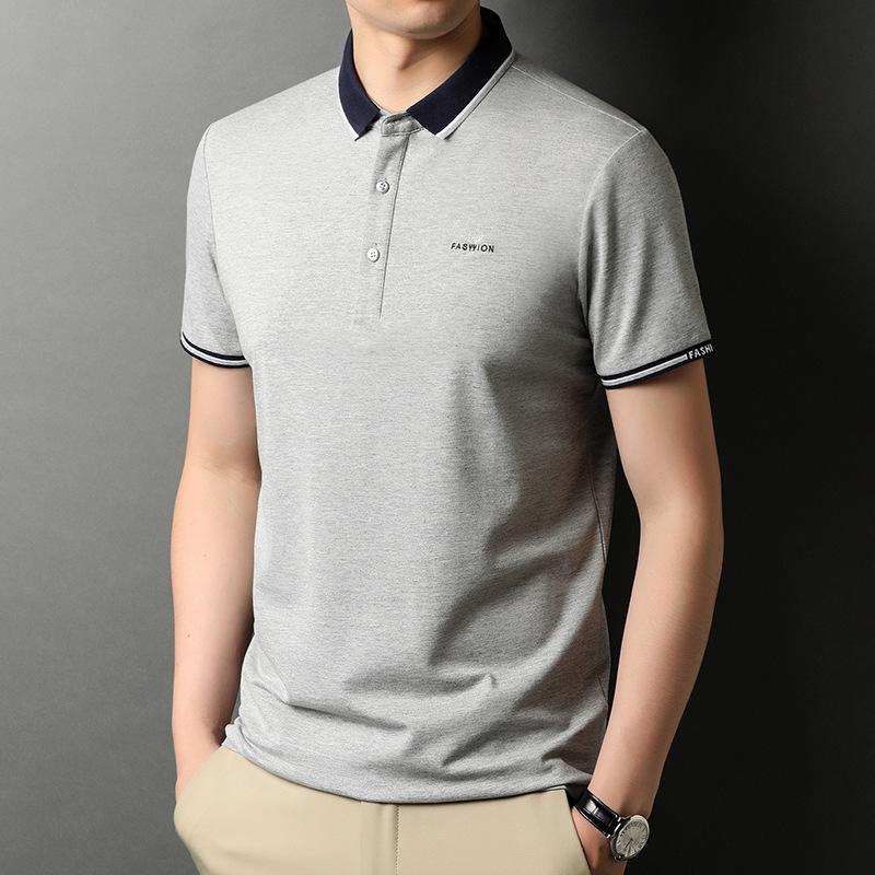 

Short-sleeved Men s Solid Color T-shirt Sports Polo Shirt Summer Solid Color Large Size Short-sleeved