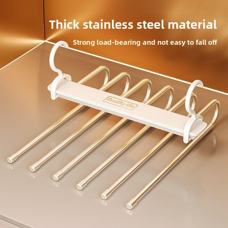 Folding Magic Pants Hangers 6layers Stainless Steel Space Saving Clothes Rack Organizer For Wardrobe Jeans Trousers Scarf