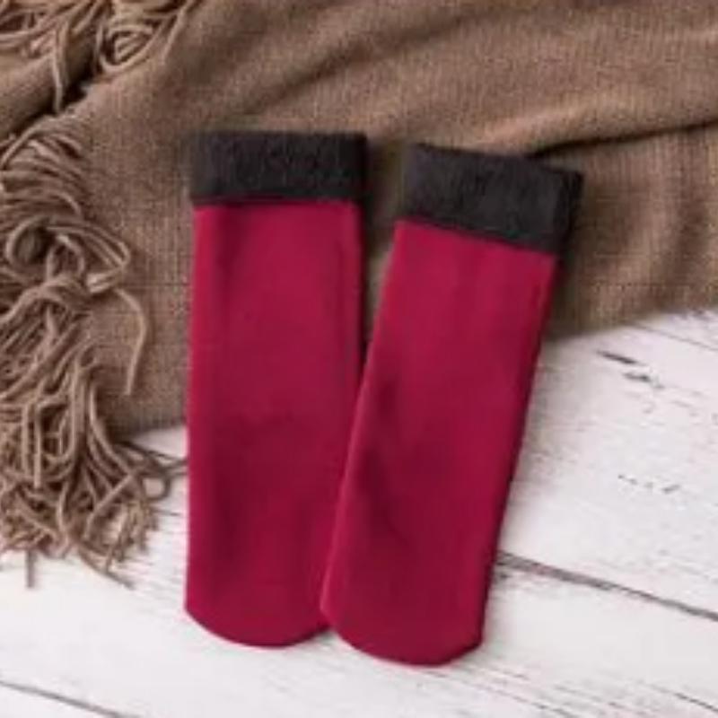 

Зимние женские утепленные теплые зимние носки бесшовные бархатные сапоги носки для сна вино красного
