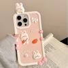 Cartoon Cute Pink Rabbit Soft Silicone Phone Case For iPhone 13 14 15 16 17 Pro Max Shockproof Back Cover Shell