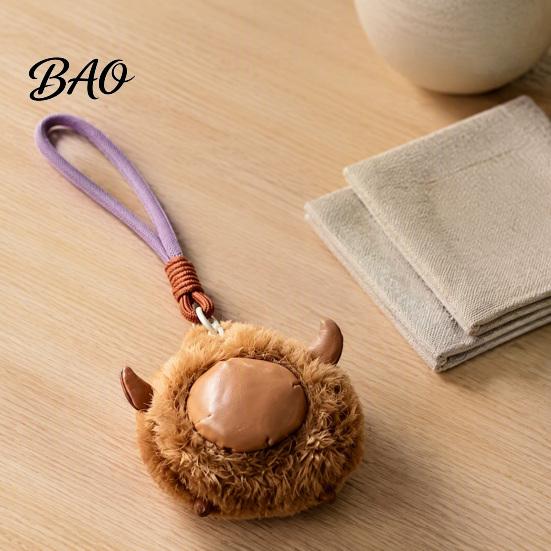 Plush Keychain Animal Keychain, Soft Stuffed Pendant with Braided Cord, Round Cute Decorative Hanging Charm Bunny Sheep for Backpack, Mini Doll