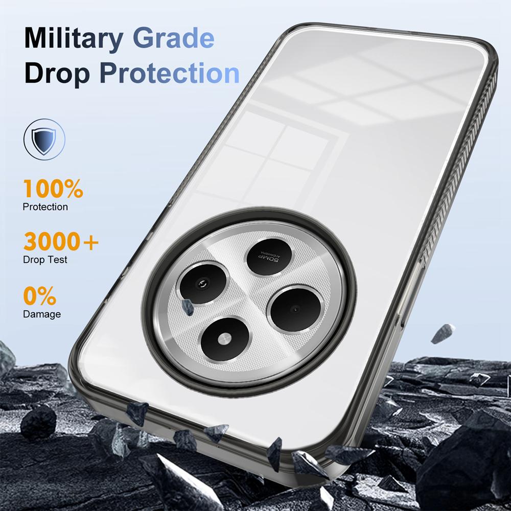 KEYSION Transparent Phone Case for Redmi 14C Soft TPU+PC Anti-slip HD Clear Shockproof Phone Back Cover for Xiaoami POCO C75