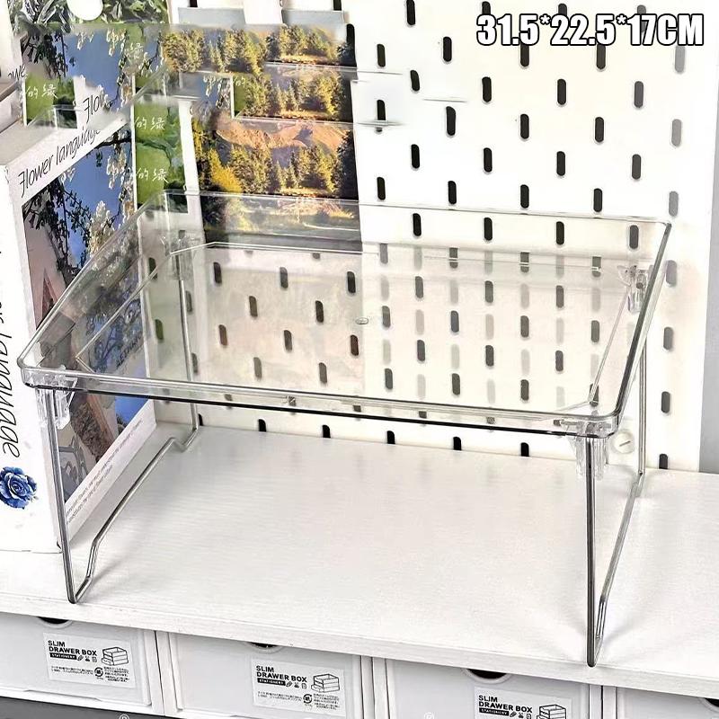 Clear Acrylic Desk Organizer Shelf - Stackable Office Storage Rack for Monitor Keyboard Desktop Supplies 2700₽