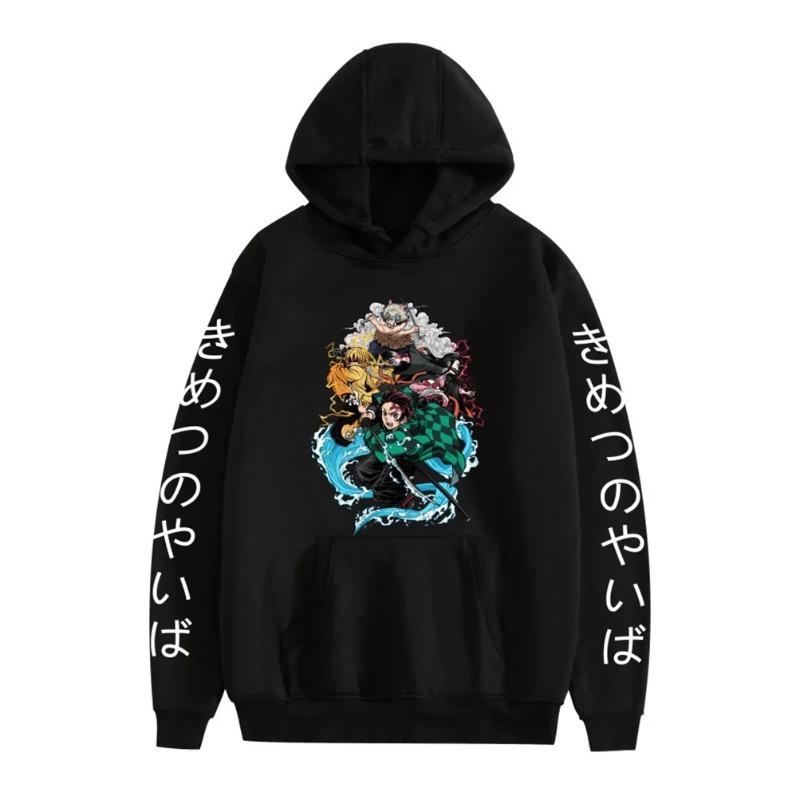 

Animation Tanjiro Kamado Hoodie Men s Hoodie Vintage Unisex Pullover Men Vintage Graphic Hoody Tops Streetwear Clothing S