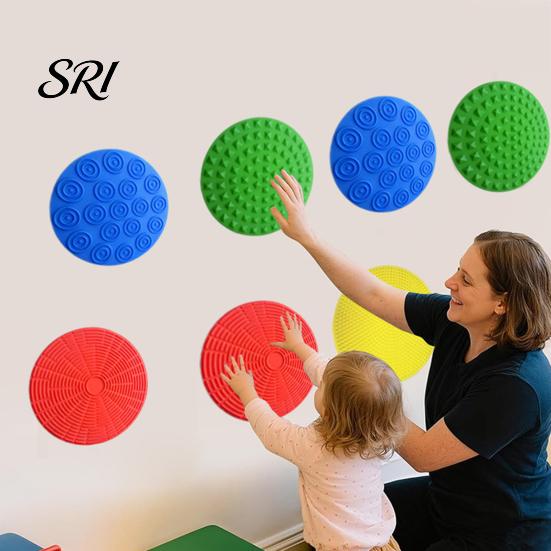 Multi-texture Fidget Mat 4Pcs/Set Silicone Sensory Focus Aid Anxiety Stress Relief Textured Toy Quiet Decompression Round Tactile Pad Desk Durable