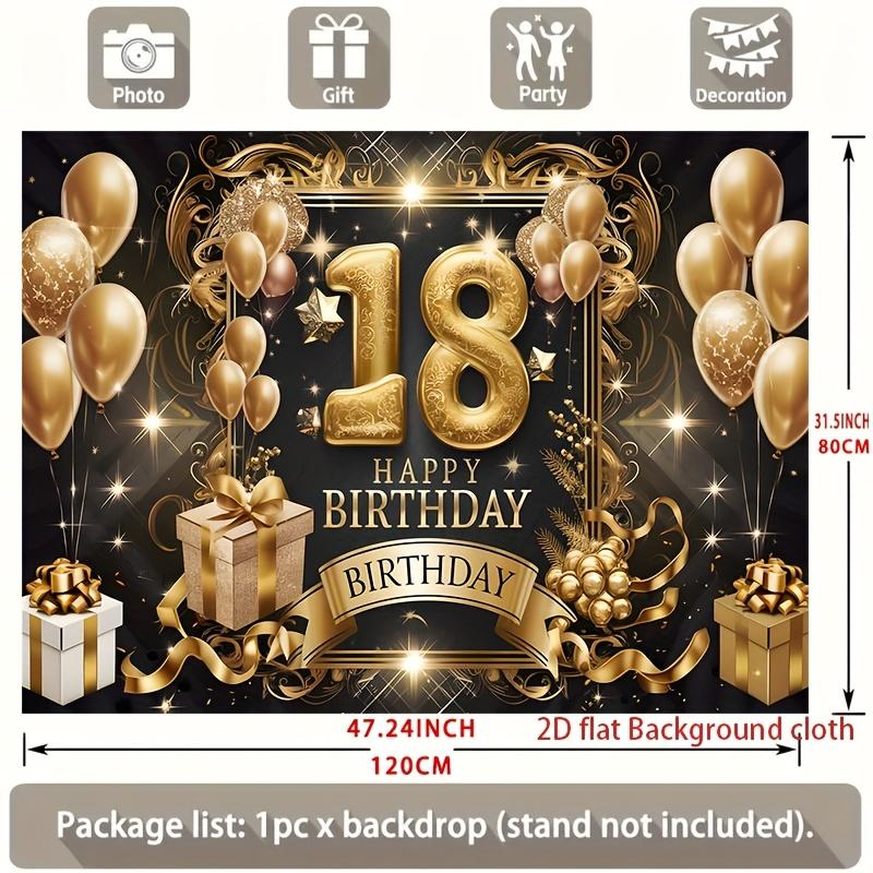 18th Birthday Party Backdrop Polyester Banner Photo Booth Decoration