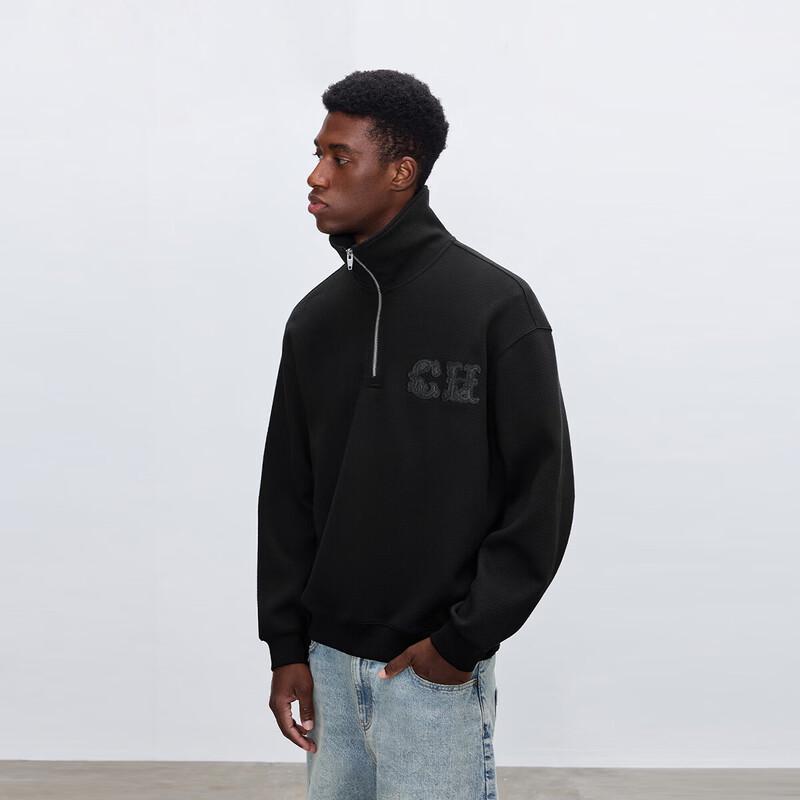 CHINISM Men s Textured Polo Collar Sweatshirt 2XL