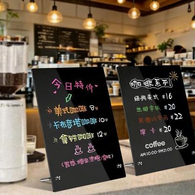 Acrylic Desktop Message Board Vertical with Metal Bracket Advertising Display Board DIY Desktop Stand