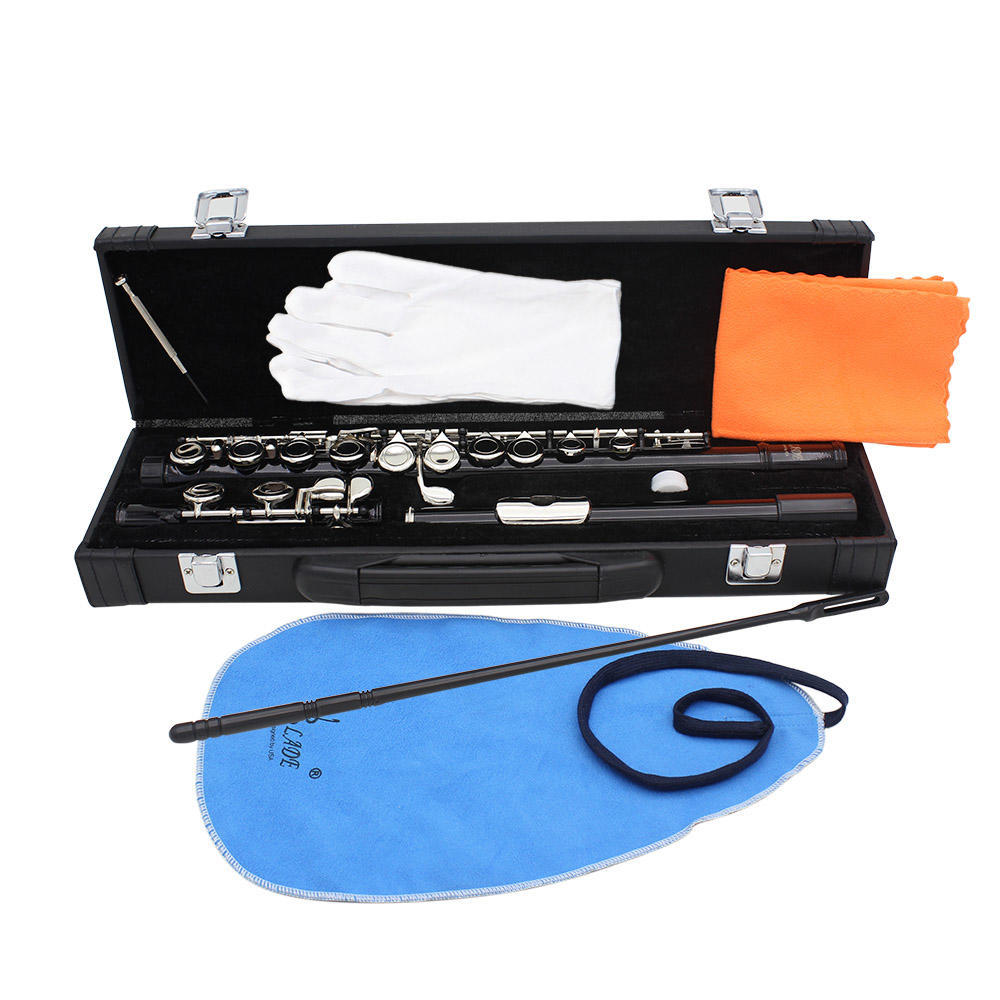 SLADE 16 Closed Holes Flute C Key Black Flute with E Key Transverse Flute Professional Woodwind Instruments Accessories