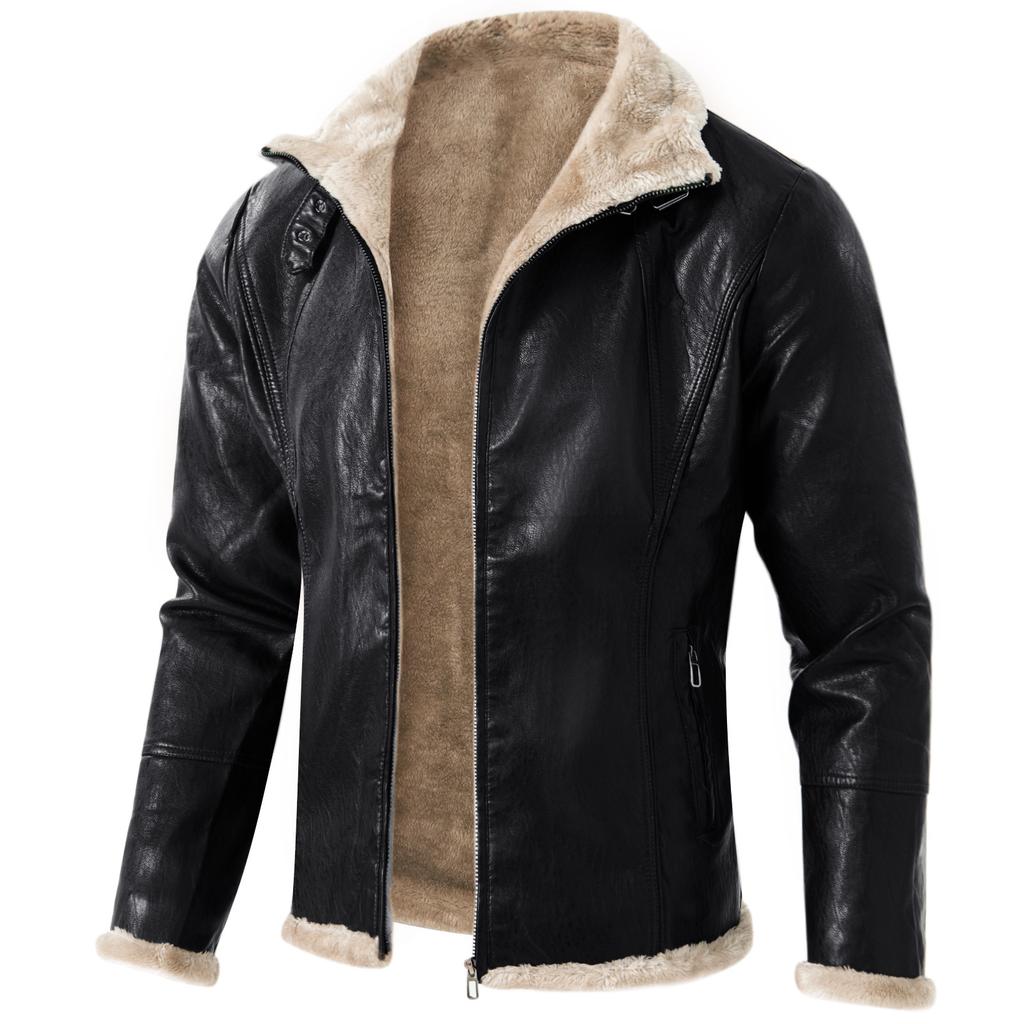 Popular fur integrated men's coat thickened fur jacket imitation leather jacket men