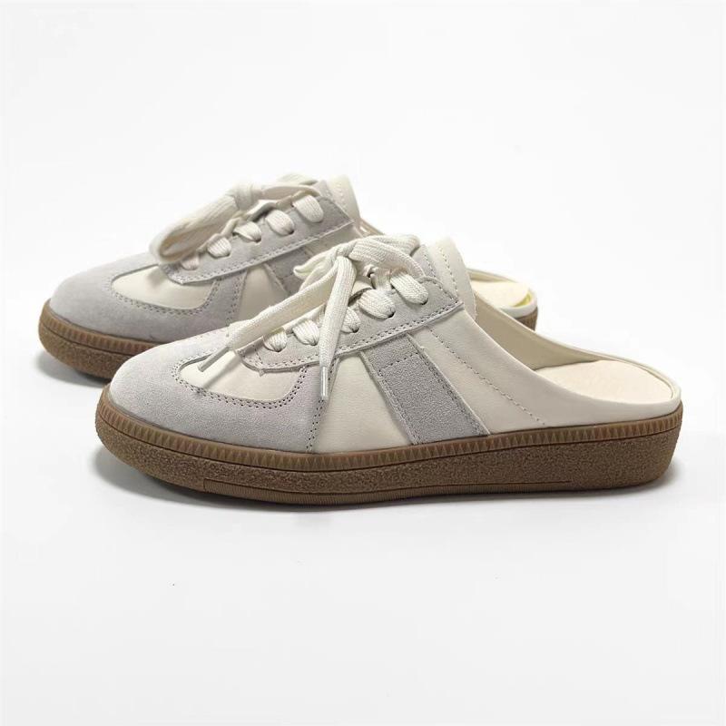 Retro taška hlava poloviční pantofle dámské 2024 letní nošení jeden pedál líné bez paty německé tréninkové boty ploché cool pantofle